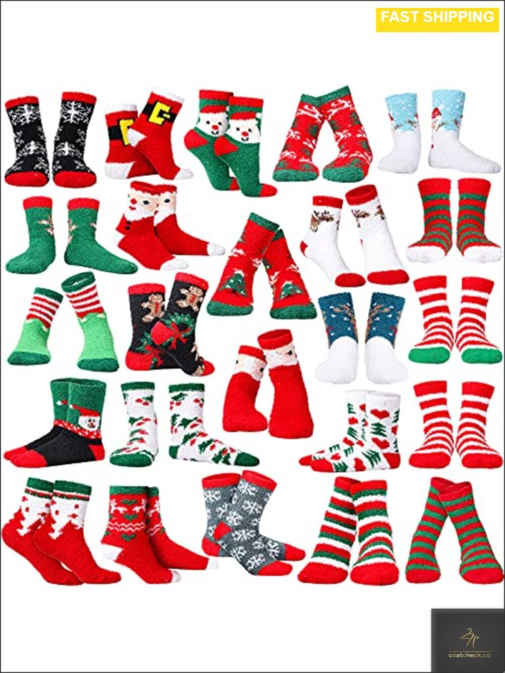 SATINIOR Fuzzy Slipper Socks Coral Fleece Christmas Women's Set
